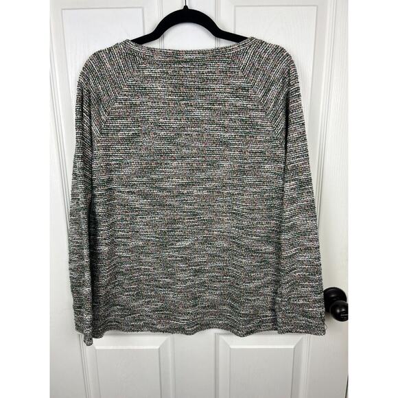 LOFT Green Multicolor Rainbow Nubby Tweed Textured Sweater Long Sleeve Medium - Picture 7 of 8